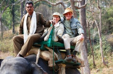 Jacky and Bill Keith on elephant back 
Photo Credit: Esplanade Travel