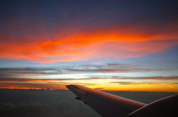Sunset flight to Aitutaki